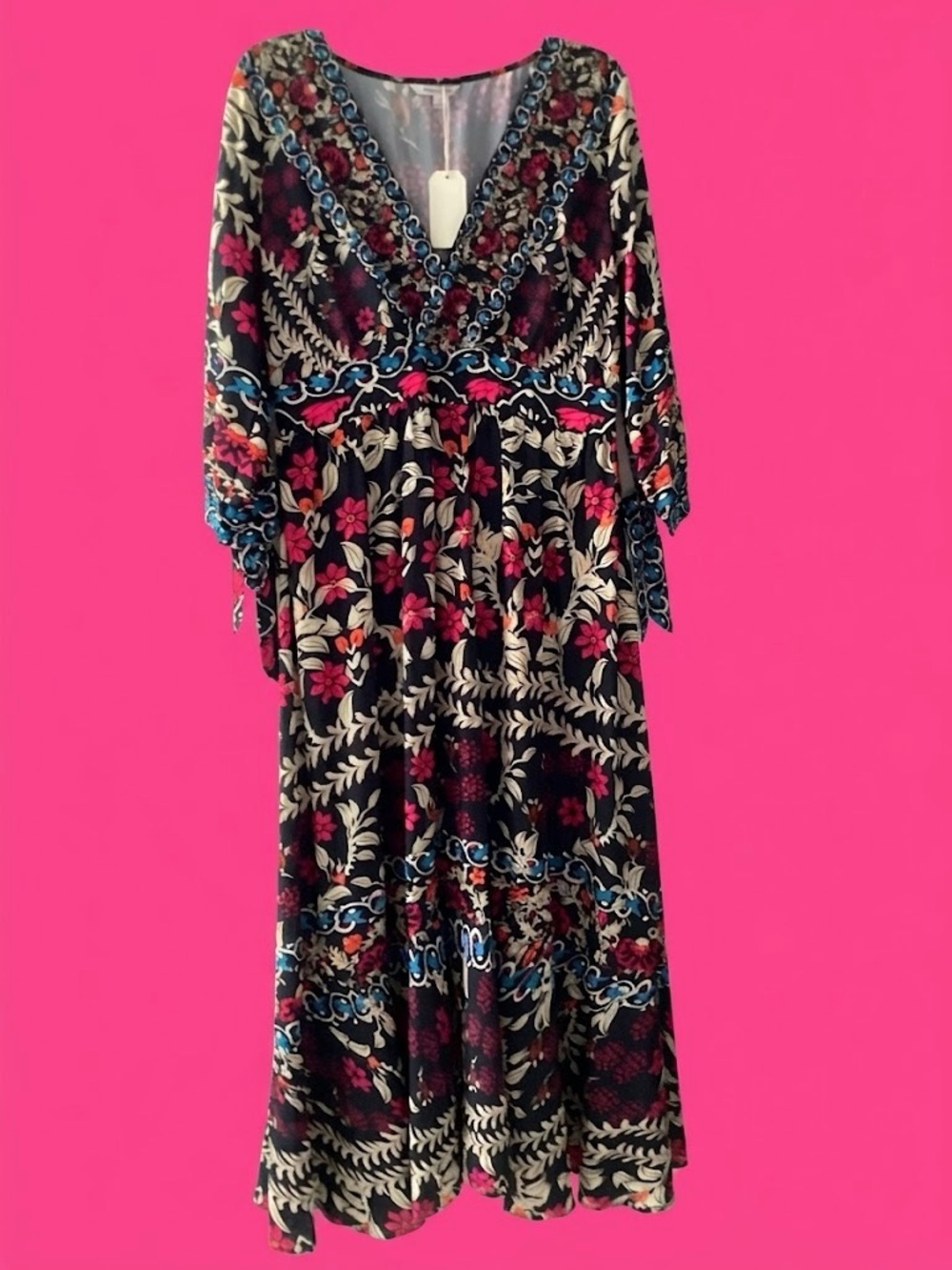 MSGlamor Boho Floral Printed V-Neck Maxi Dress